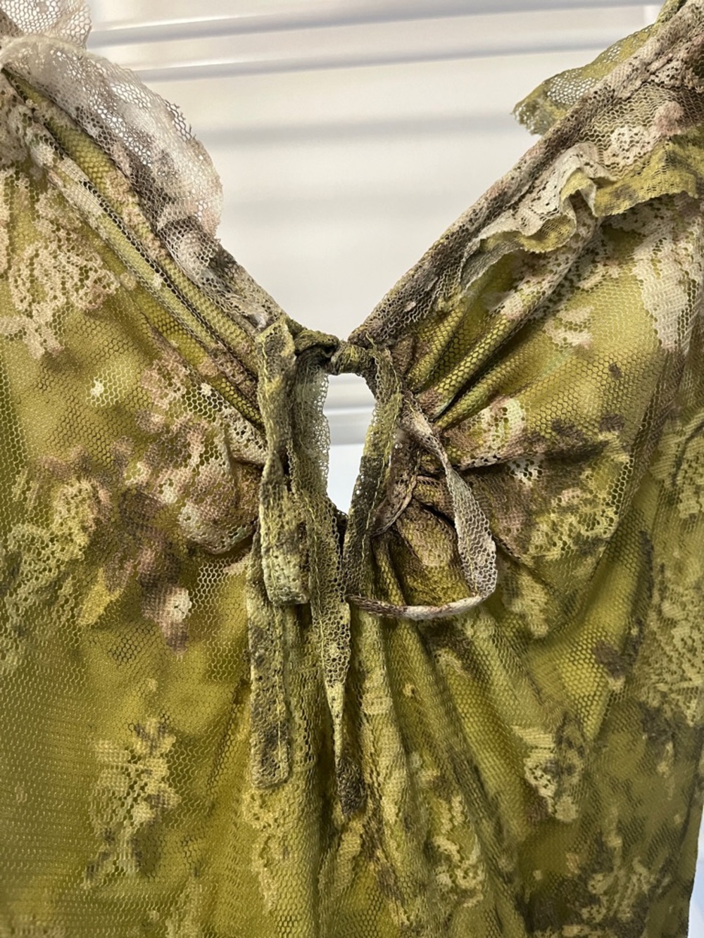 Urban Outfitters Olive Green Lace-Trim Asymmetrical Slip Dress - Picture 10 of 11
